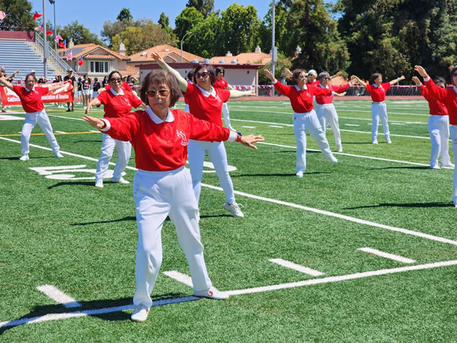 破百侨团参与华运会开幕分列式 历任主委齐点大会圣火