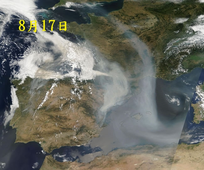 卫星看欧洲野火烟流 郑明典：很严重